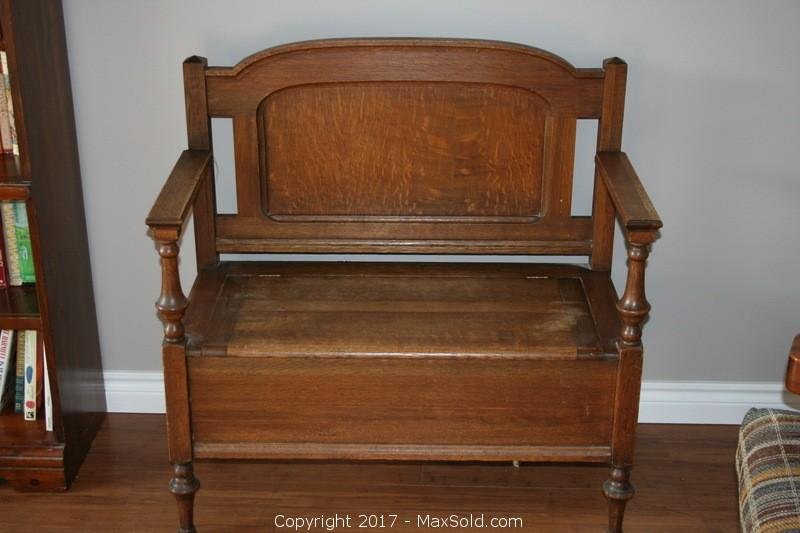 Antique Church Bench With Storage